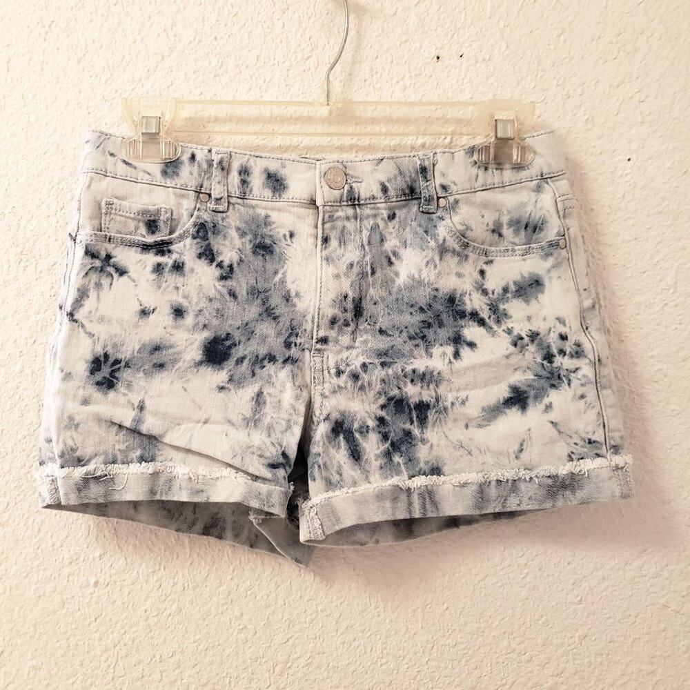 JORDACHE Girls Bleached Dyed Shorts Size 16 Rolled Cuff 5 Pockets Button Zip